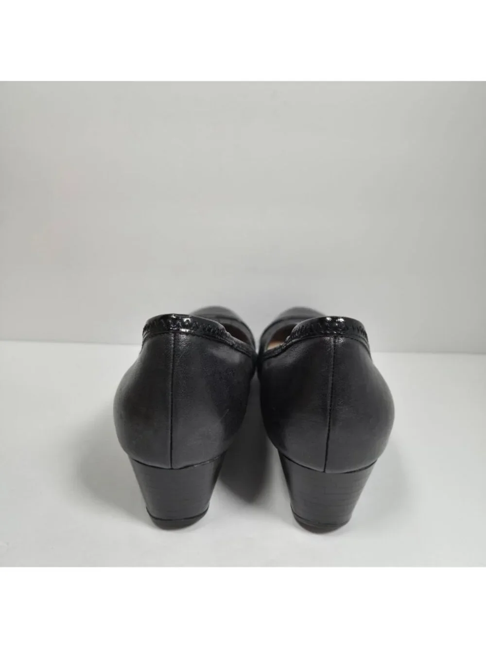 Cole Haan Women's Black Leather Wedge Slip On Pumps D38134 US Size 8B